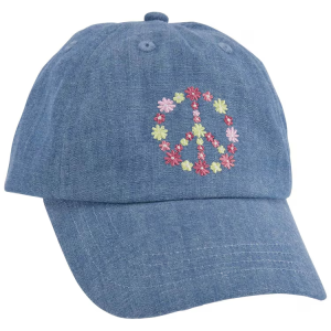 Boné jeans infantil aba curva bordado floral azul |