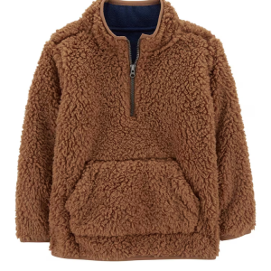 Blusa de sherpa infantil gola alta marrom |