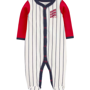 Macacão bebê basebol listrado branco |