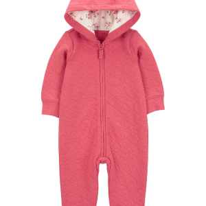 Macacão bebê com capuz matelado coração rosa | Carter's