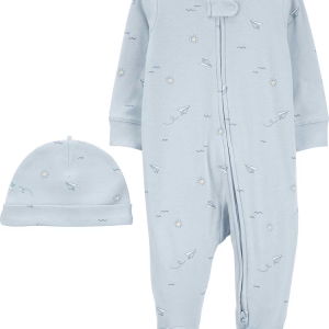 Macacão bebê avião de papel com touca azul |