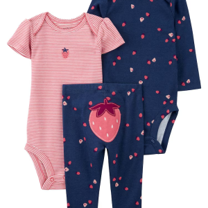 Conjunto longo bebê 3 peças morango multicor | Carter's