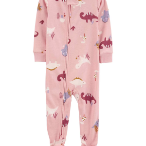 Macacão pijama bebê com pezinho dinossauros rosa | Carter's