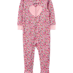 Macacão pijama bebê com pezinho coração floral | Carter's
