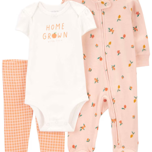 Conjunto longo bebê 3 peças com elástico homer grown floral multicor | Carter's