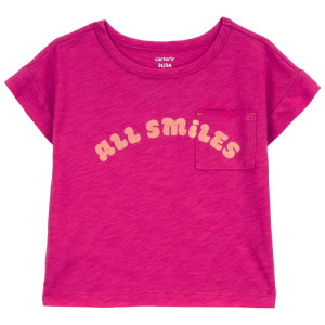 Camiseta infantil com bolso all smiles rosa |