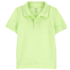 Camisa polo infantil com botões lisa verde |
