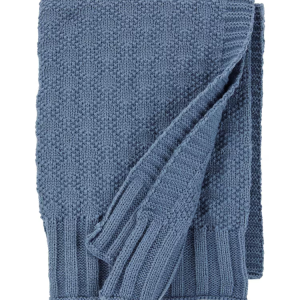 Cobertor bebê de tricot trabalhado azul |