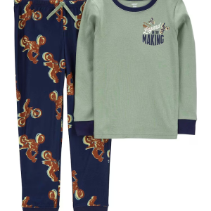 Pijama longo infantil 2 peças motociclista azul |