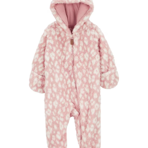 Macacão bebê peluciado com capuz de orelha onça rosa | Carter's