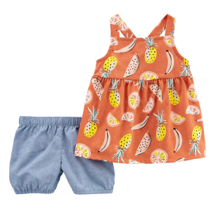Conjunto curto infantil frutinhas de verão multicor |
