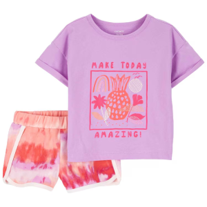 Conjunto curto infantil 2 peças abacaxi tie-dye multicor |