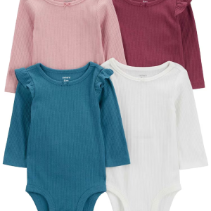 Kit body bebê 4 peças canelado com babados multicor | Carter's