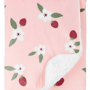 Cobertor bebê floral fleece rosa