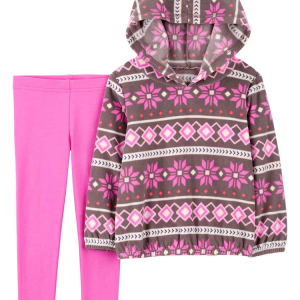 Conjunto longo infantil 2 peças fleece floral geométrico multicor |