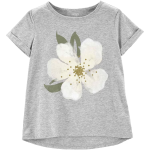 Camiseta Infantil Flor Cinza Tam 6 a 8