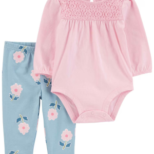 Conjunto longo bebê 2 peças babados floral multicor | Carter's