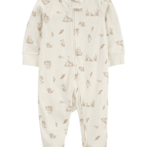 Macacão bebê com pezinho canelado ganso cogumelo bege |