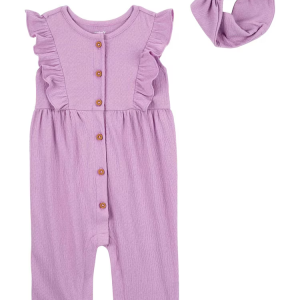 Macacão bebê com faixa de cabelo lilás | Carter's
