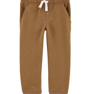 Calça de moletom infantil com botão marrom |