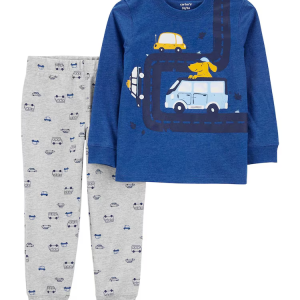 Conjunto longo bebê 2 peças carros multicor |