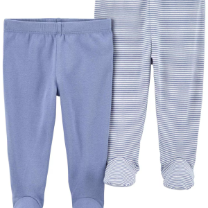 Kit calça bebê 2 peças cós elástico lisa e listrado multicor |