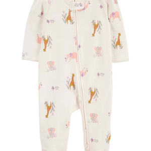 Macacão bebê elefante e girafas off-white | Carter's