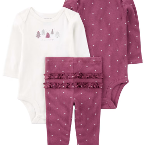 Conjunto longo bebê 3 peças corações e árvores multicor | Carter's