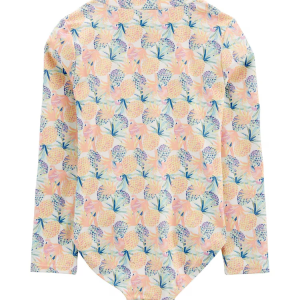 Maiô infantil manga longa abacaxi rosa |