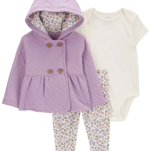 Conjunto longo bebê 3 peças floral multicor | Carter's