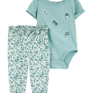 Conjunto longo bebê 2 peças mini floral azul | Carter's