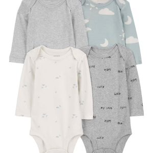 Kit body bebê 4 peças nuvens listrado multicor |