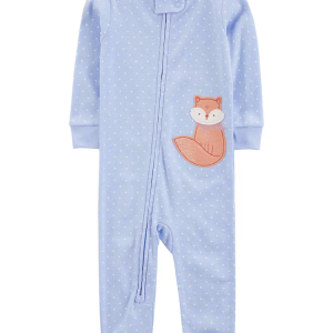 Macacão pijama bebê com pezinho raposa azul |