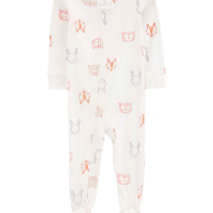 Macacão pijama bebê com pezinho raposinha off-white | Carter's