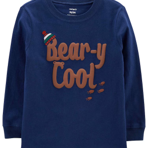 Camiseta infantil manga longa bear-y cool azul |