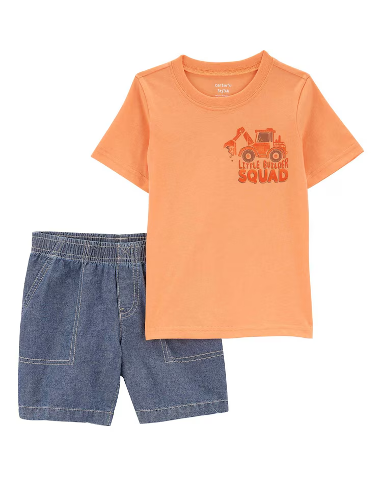 Conjunto curto infantil 2 peças little builder squad multicor |