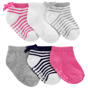 Kit meia infantil 6 pares lacinho rosa |
