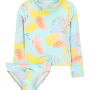 Conjunto de praia infantil folhagens azul |