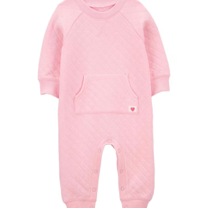 Macacão bebê texturizado com bolso canguru rosa | Carter's