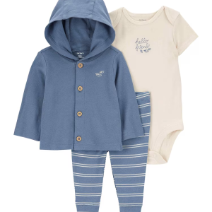 Conjunto longo bebê 3 peças avião de papel multicor |