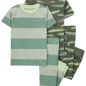 Pijama longo infantil 4 peças listras jacaré multicor |