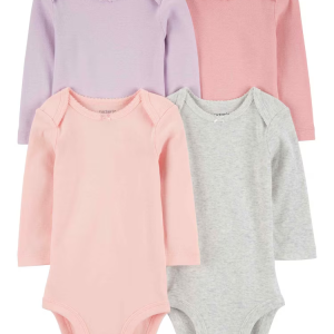 Kit body bebê 4 peças manga longa lisos multicor | Carter's