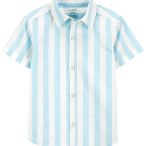 Camisa infantil com colarinho listrada azul |