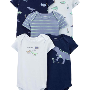 Kit body bebê 5 peças dinossauros listras azul |