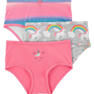 Kit calcinha infantil 3 peças happy unicorn rosa |