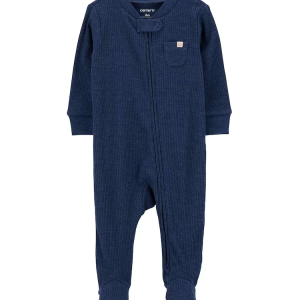 Macacão bebê canelado com bolsinho azul |