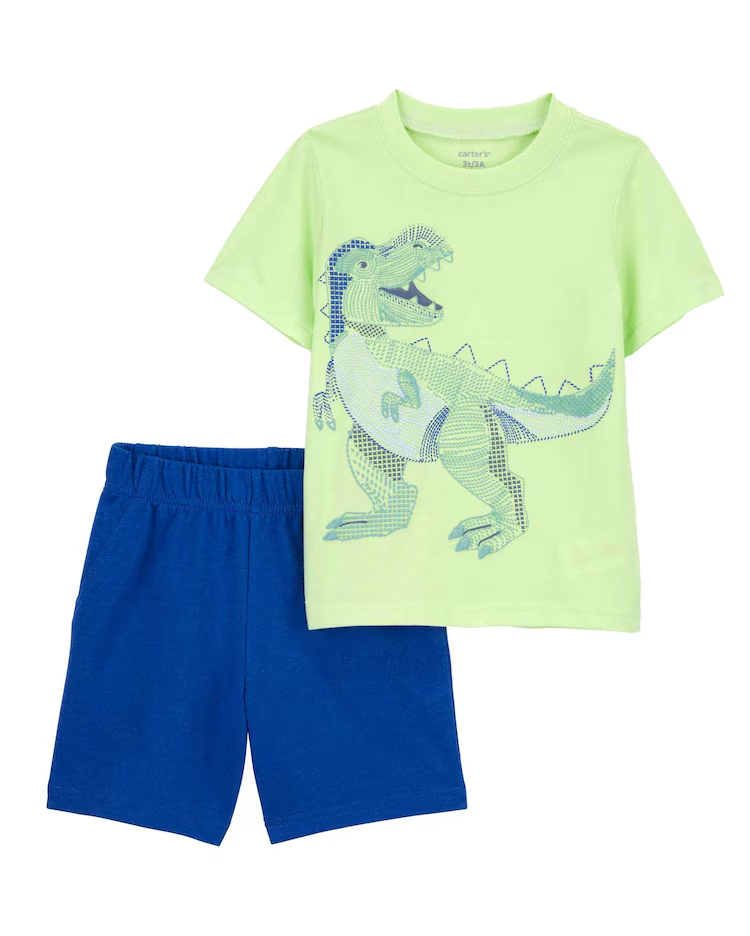 Conjunto curto infantil 2 peças dinossauro multicor |