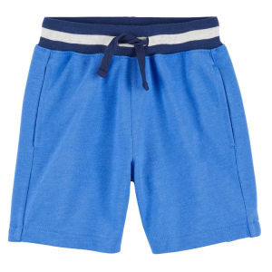 Bermuda infantil cós listrado e cordão azul |