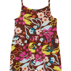 Macaquinho infantil alças finas floral marrom |