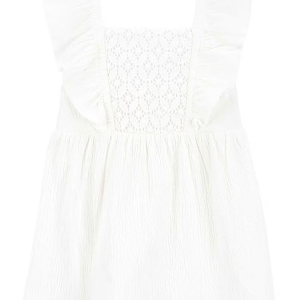 Vestido bebê com babados e laise branco | Carter's